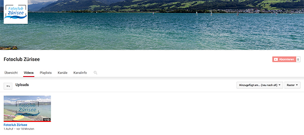 Fotoclub Zürisee auf YouTube